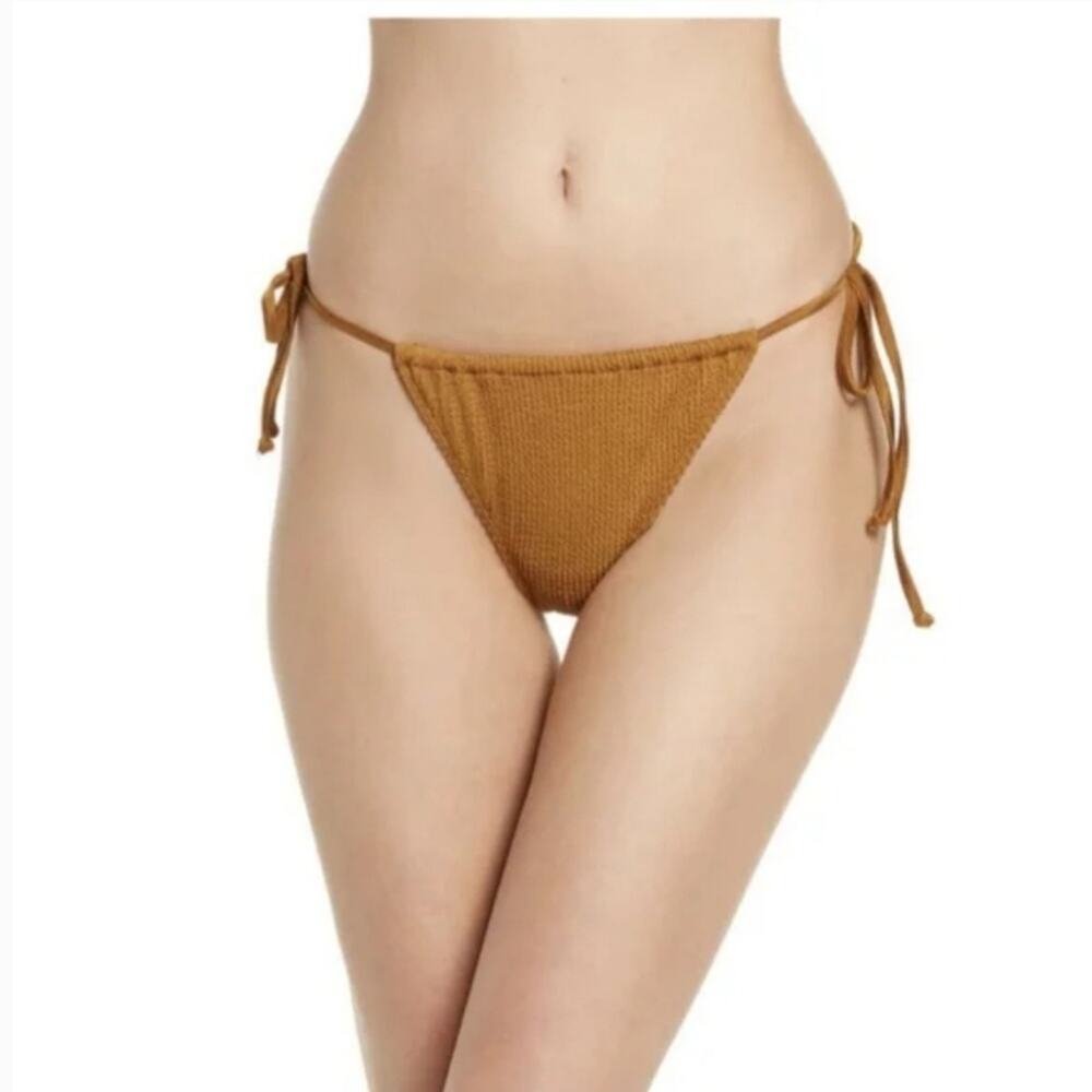 Good American Always Fit Tiny Ties Bikini Bottoms in Brown Size XL